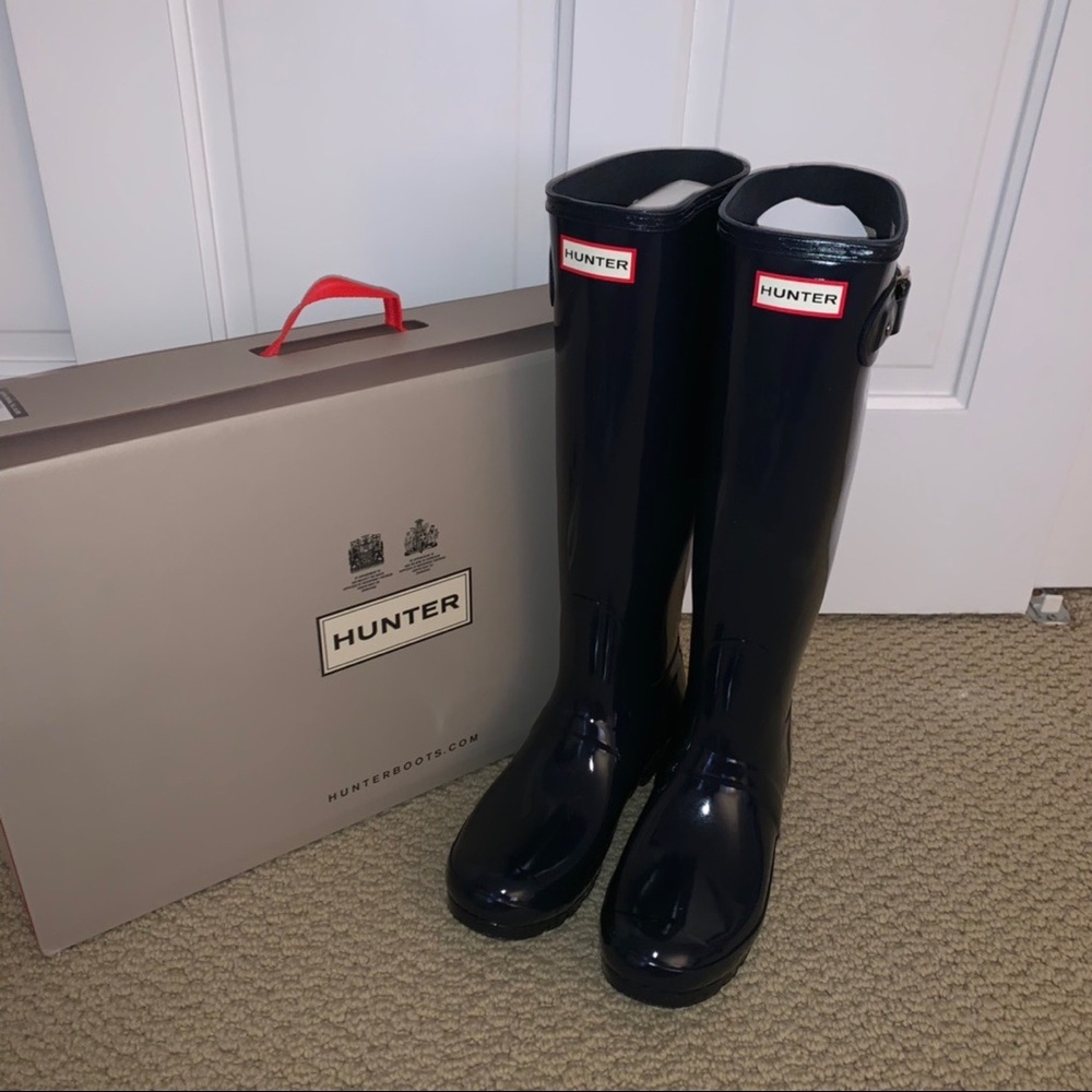Navy Tall Hunter Rainboots